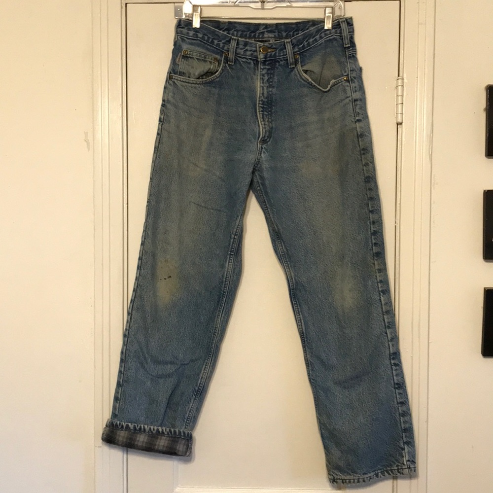 Thrashed Flannel Carhartt Jeans 32 Tag